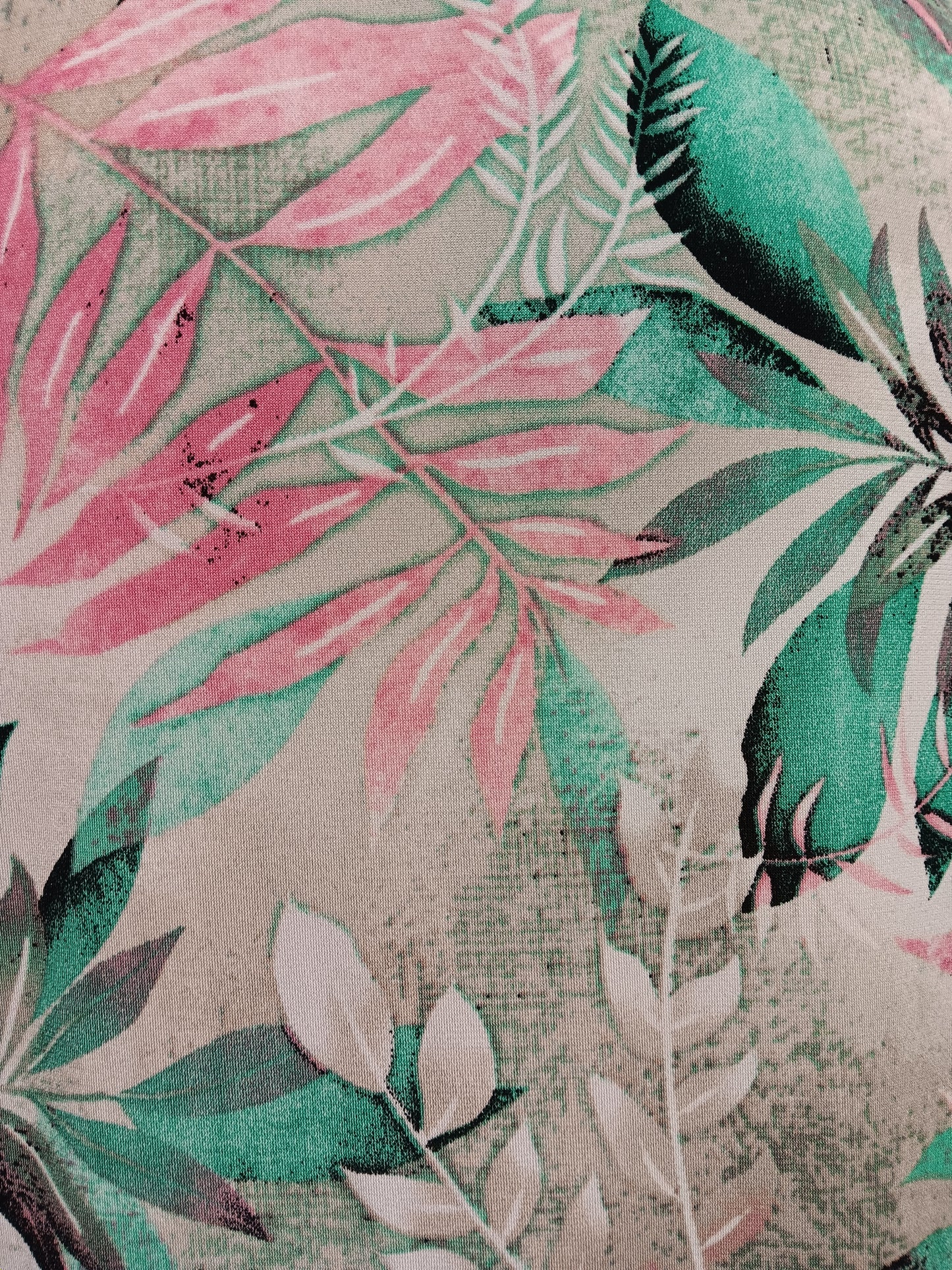 Pink /Green Tropical Leaf Print Top