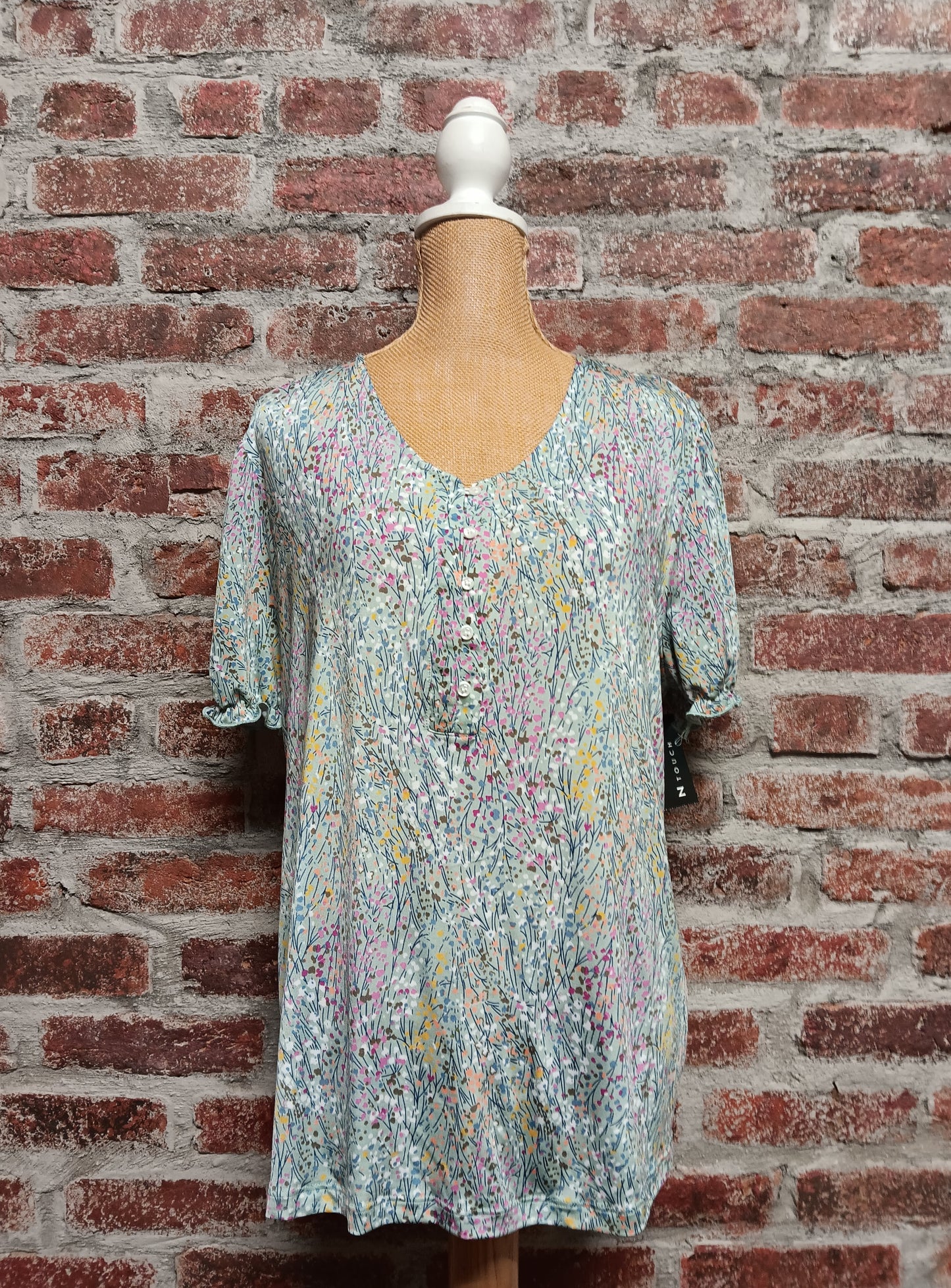 Sage Small Floral Short Sleeve Top