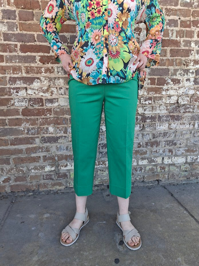 Bright Green Pull On Crop Pant