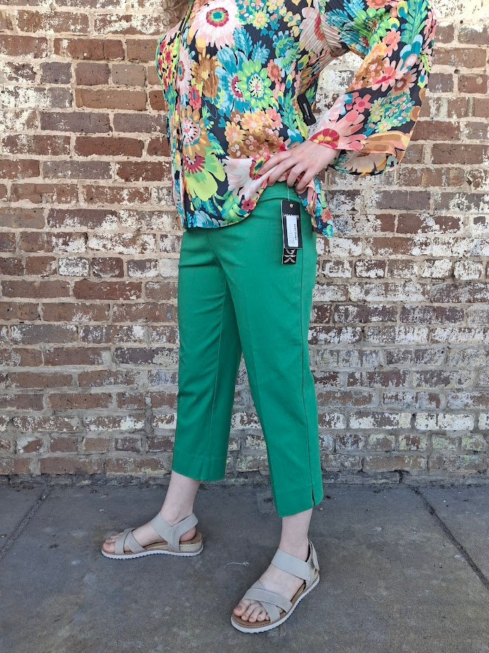 Bright Green Pull On Crop Pant