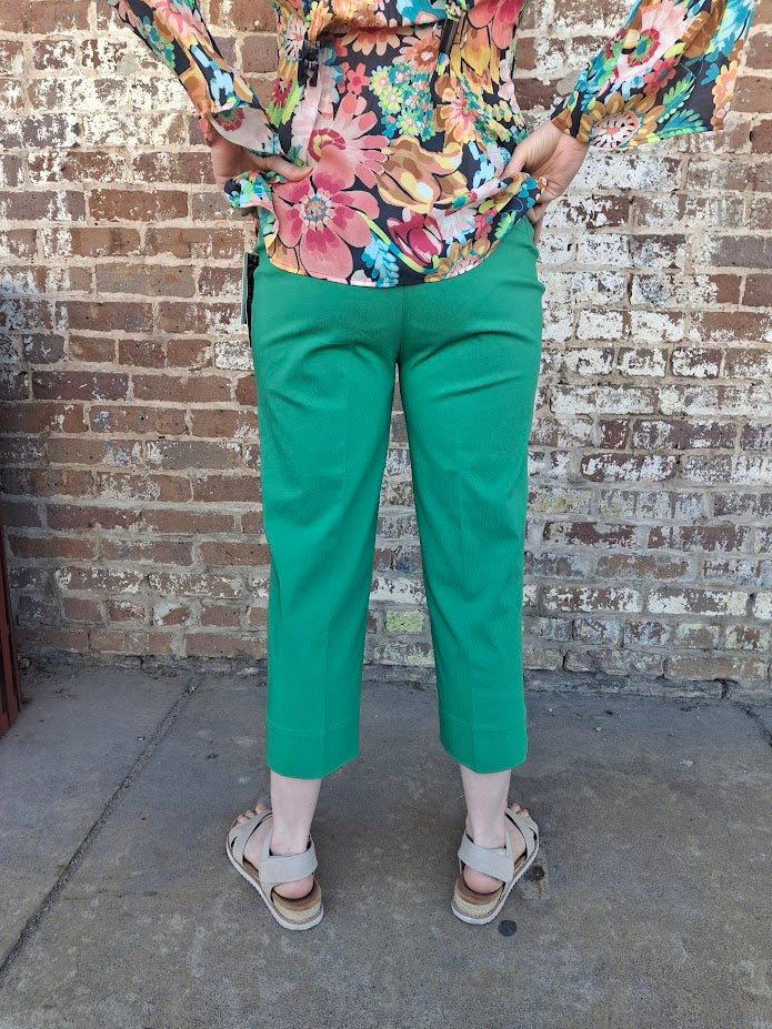 Bright Green Pull On Crop Pant