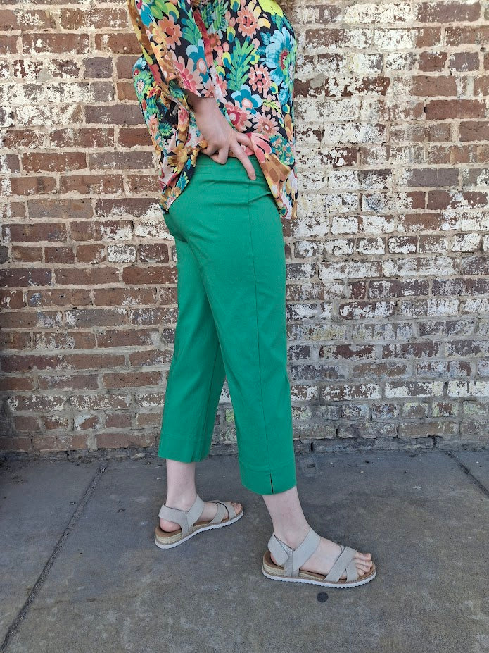 Bright Green Pull On Crop Pant