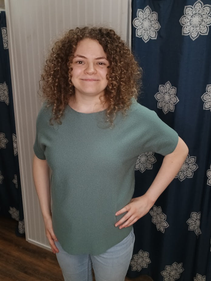 Seafoam Knit Pull Over Boat Neck Top