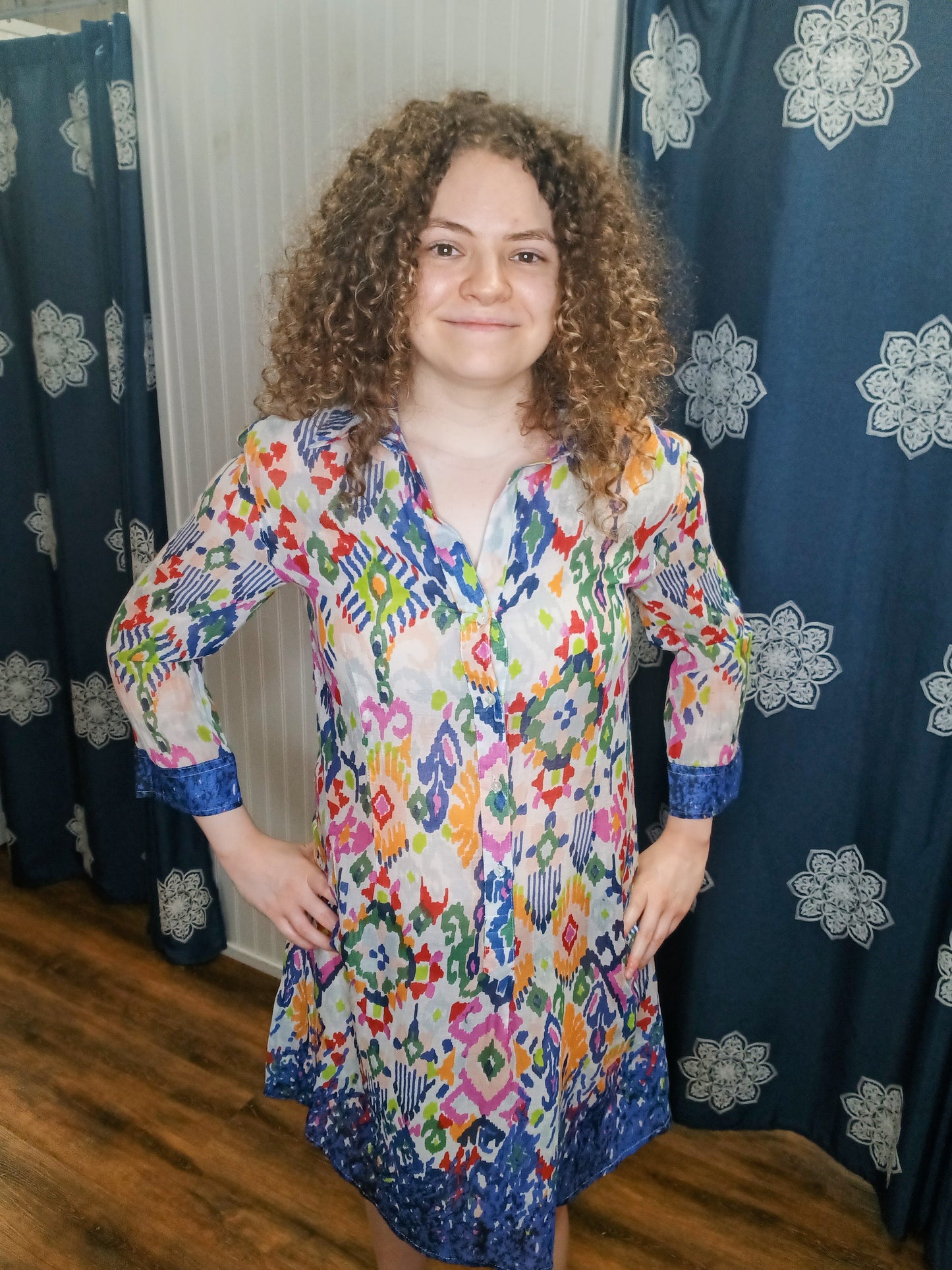 White Multicolored Summer Lightweight Dress