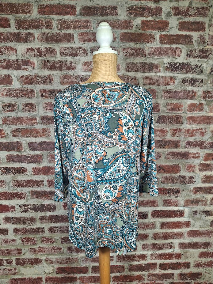 Olive Clay Mint Paisley Top