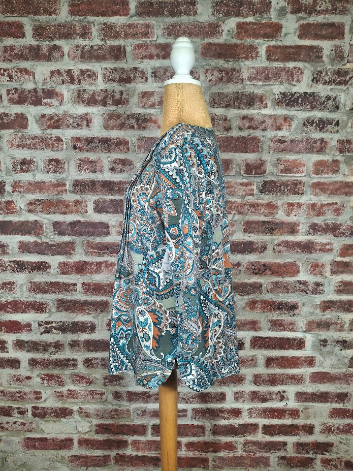Olive Clay Mint Paisley Top