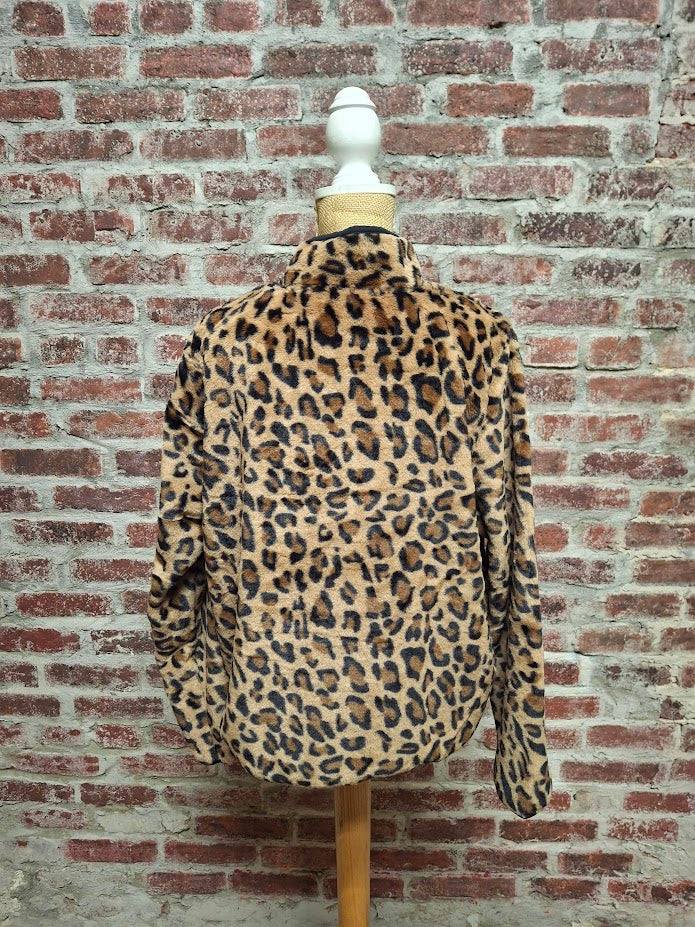 Leopard Print Zip Up Jacket w/Pockets