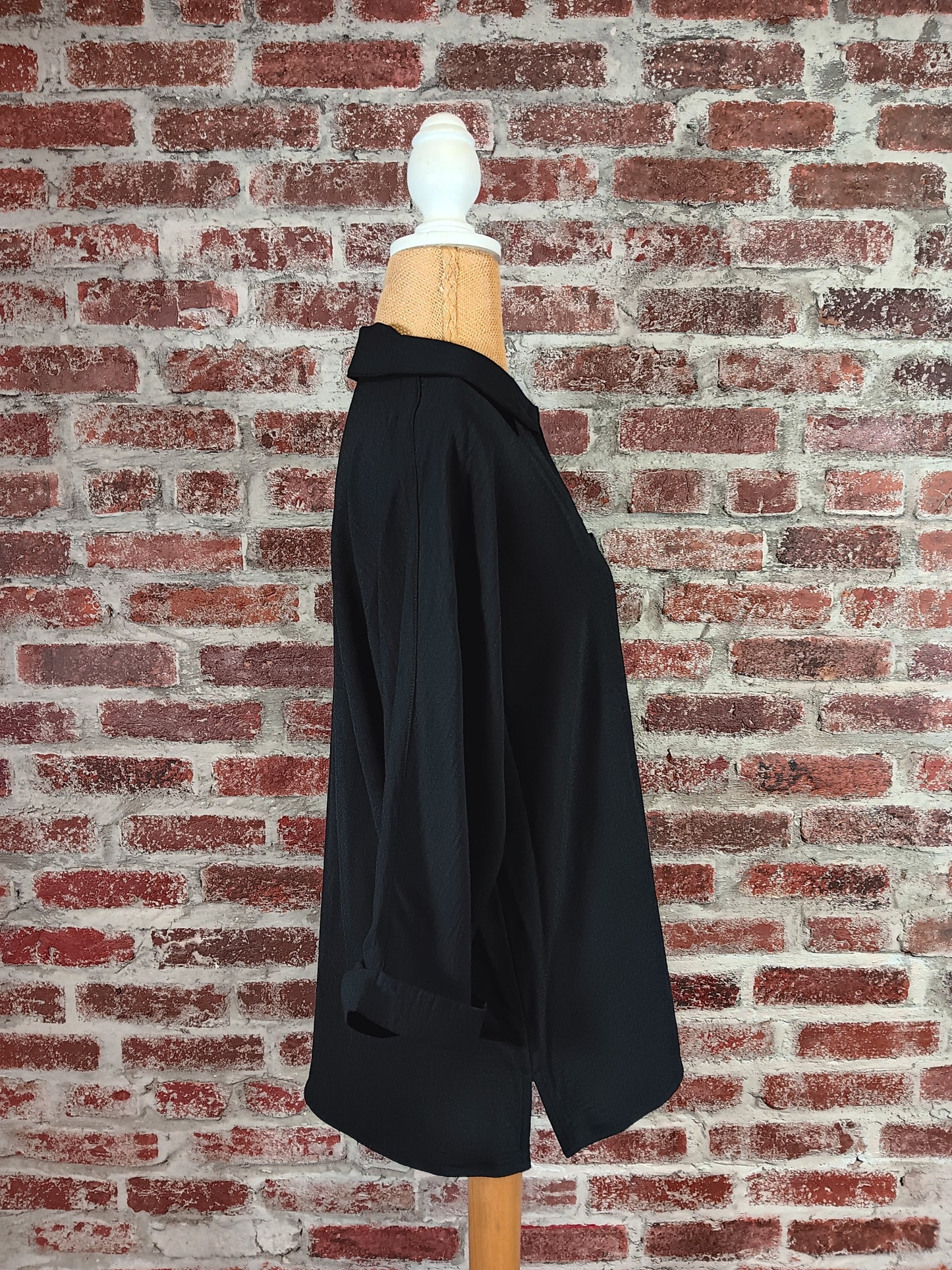 Black Turn Up Cuff 3/4 SLV Shirt