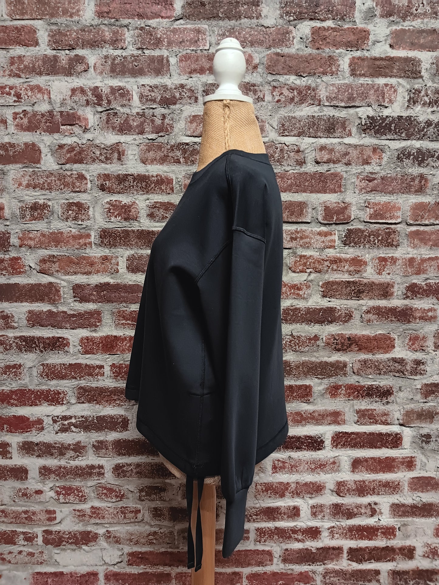 Charcoal L/S Knit Drawstring Sweatshirt