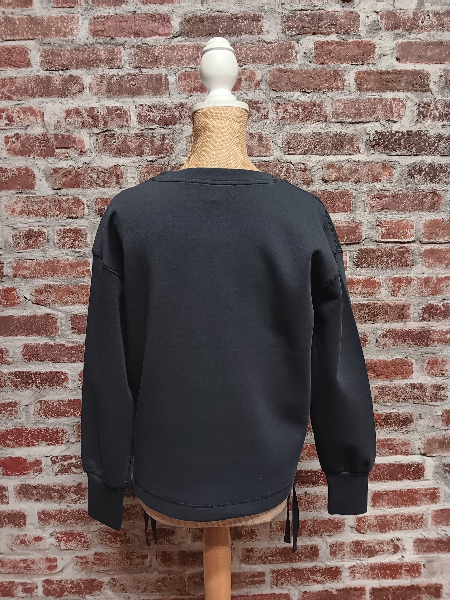 Charcoal L/S Knit Drawstring Sweatshirt
