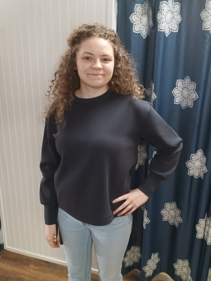 Charcoal L/S Knit Drawstring Sweatshirt
