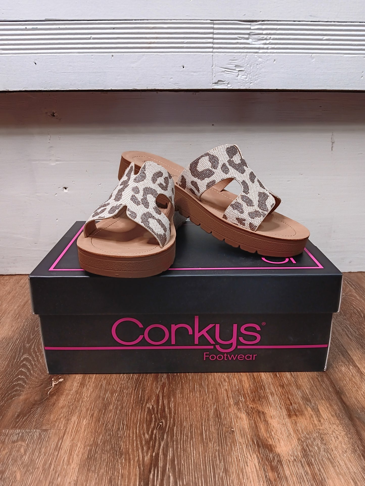 Hold Please Tan Leopard Sparkle Sandal