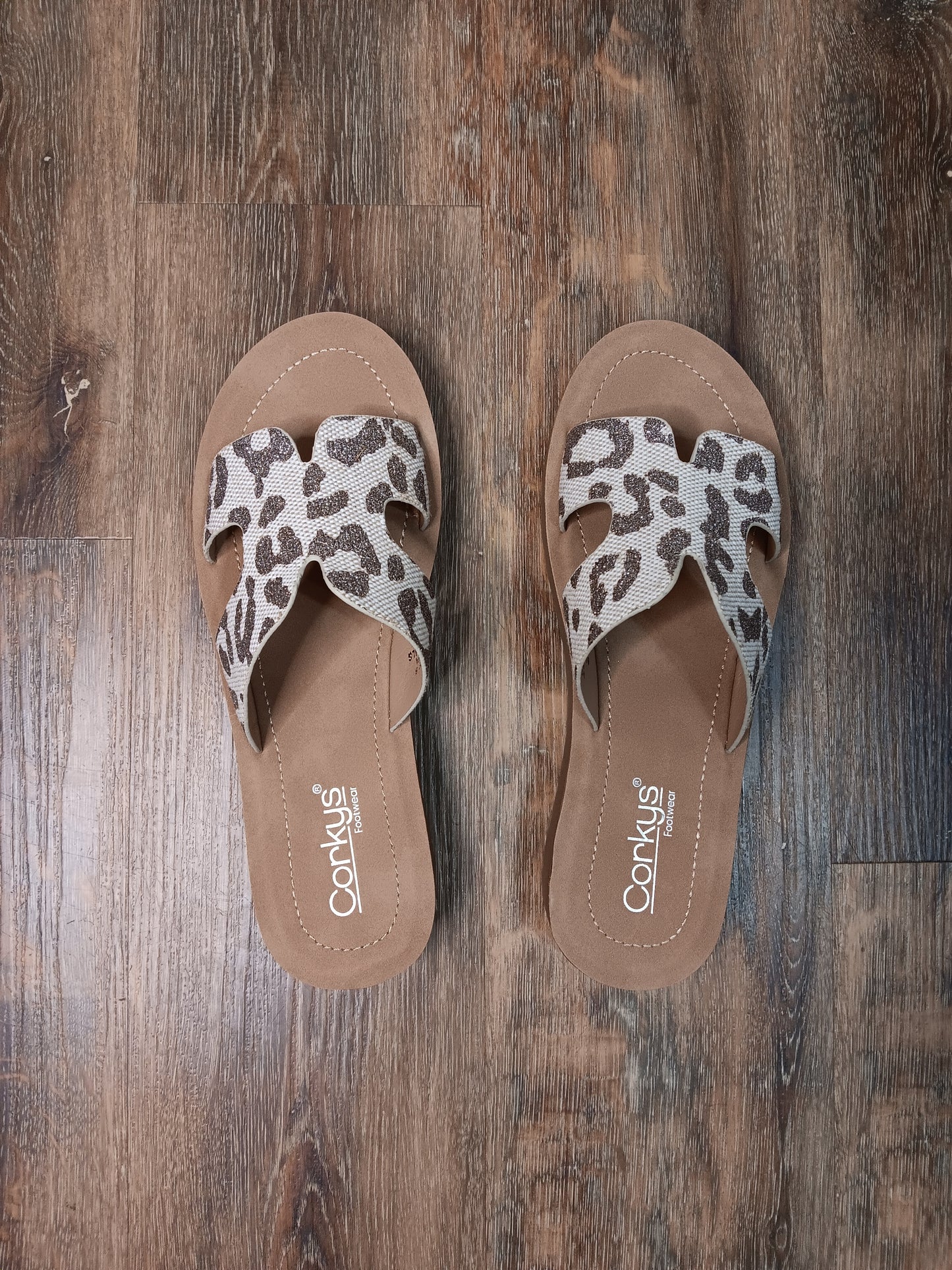 Hold Please Tan Leopard Sparkle Sandal