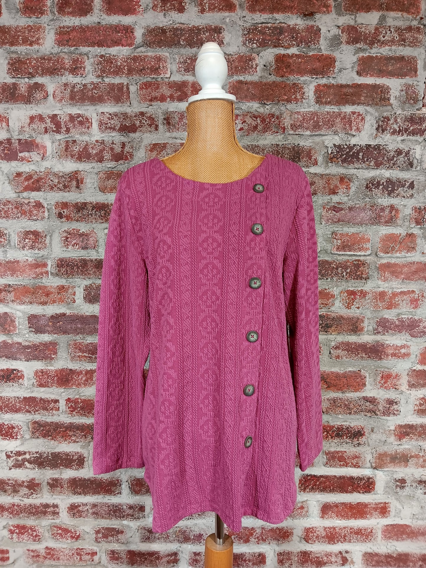 Rosetta Quilted L/S Faux Button Top