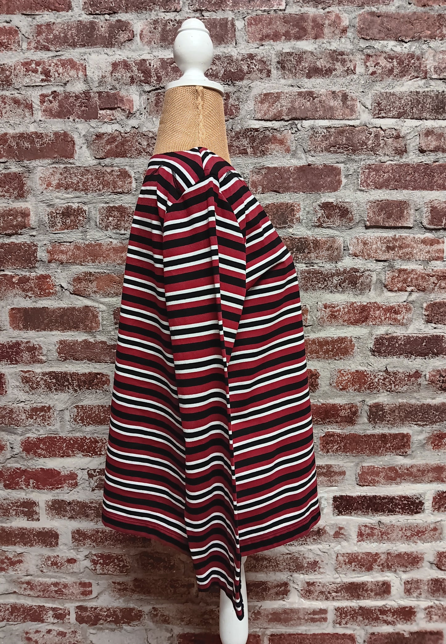Red Black White Striped Long Sleeve T-Shirt