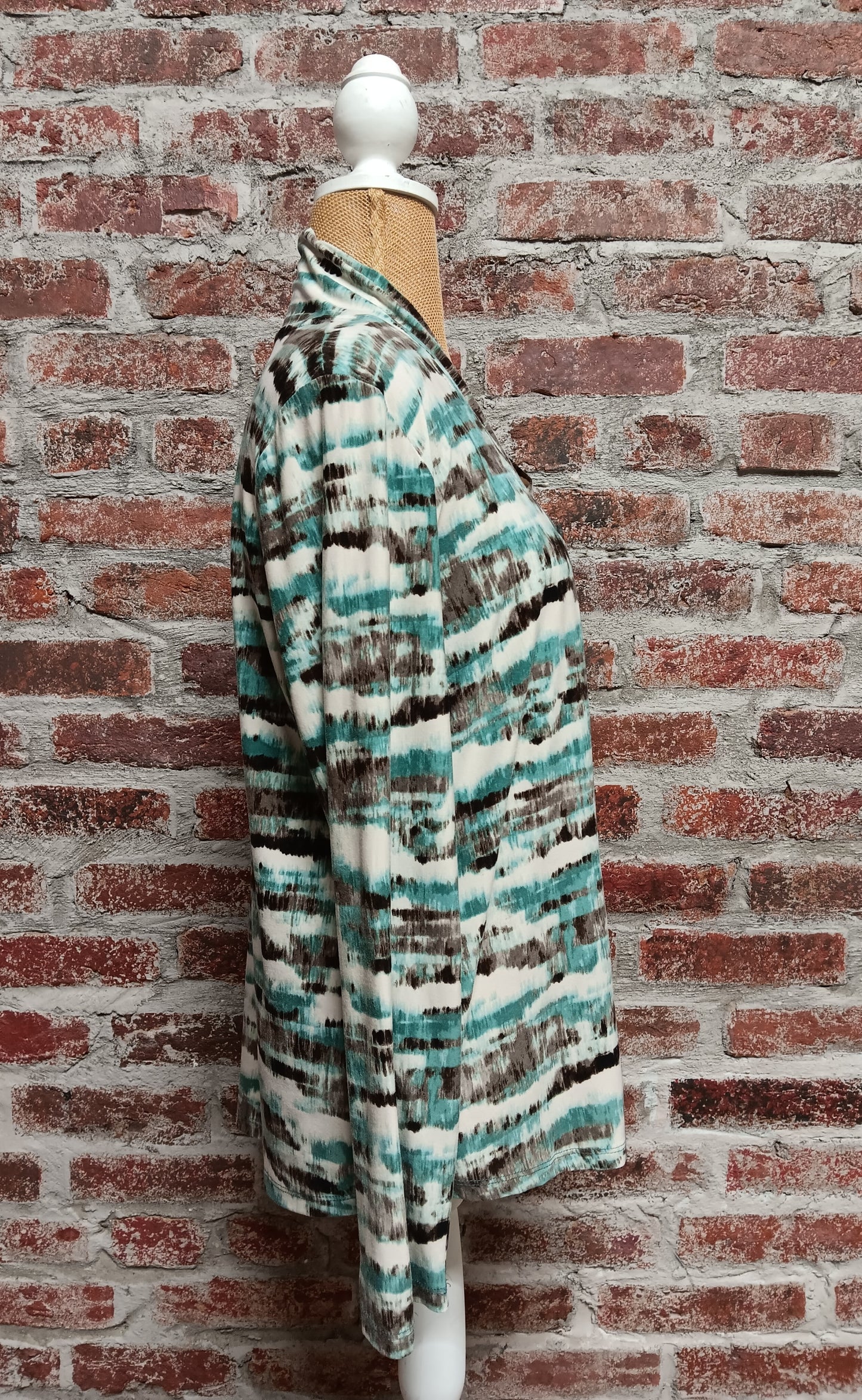 Long Sleeve Aqua / Brown Striped Top