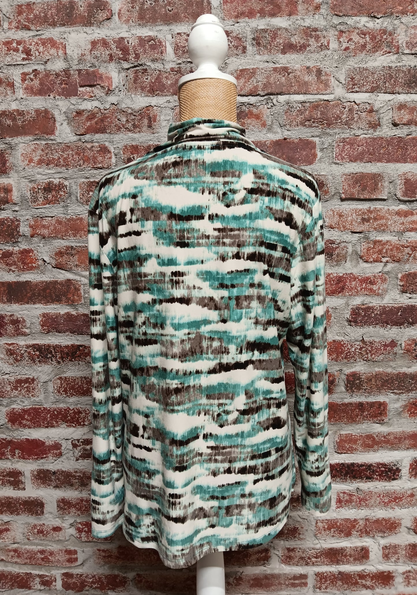 Long Sleeve Aqua / Brown Striped Top