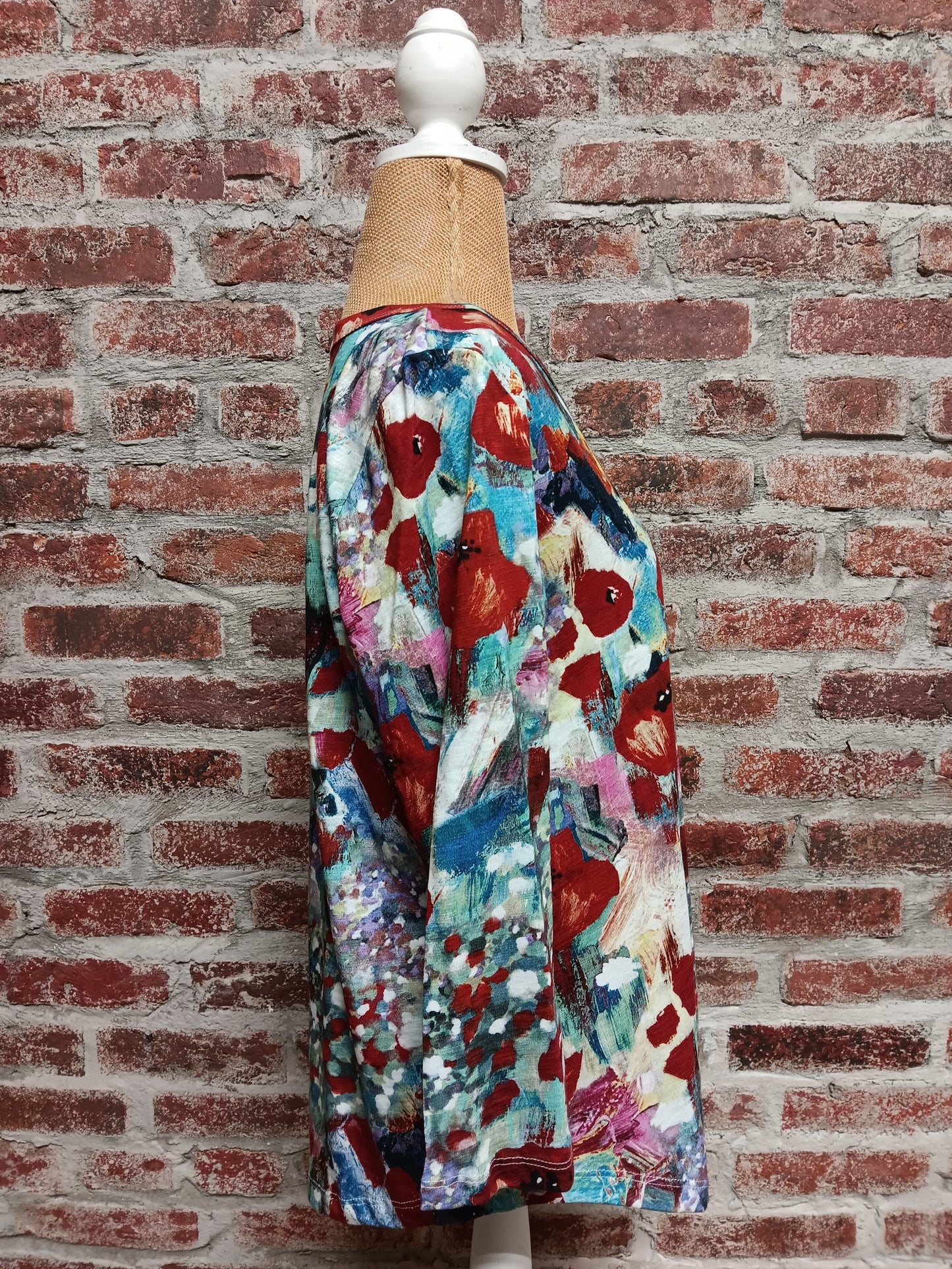 Multicolor Floral Round Neck Painted Top