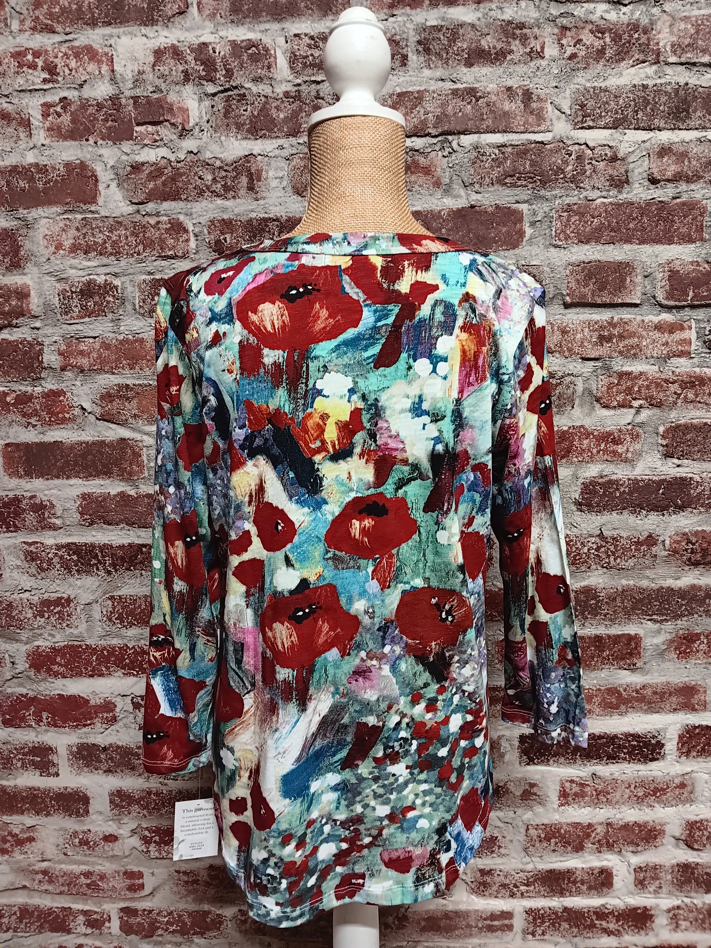 Multicolor Floral Round Neck Painted Top