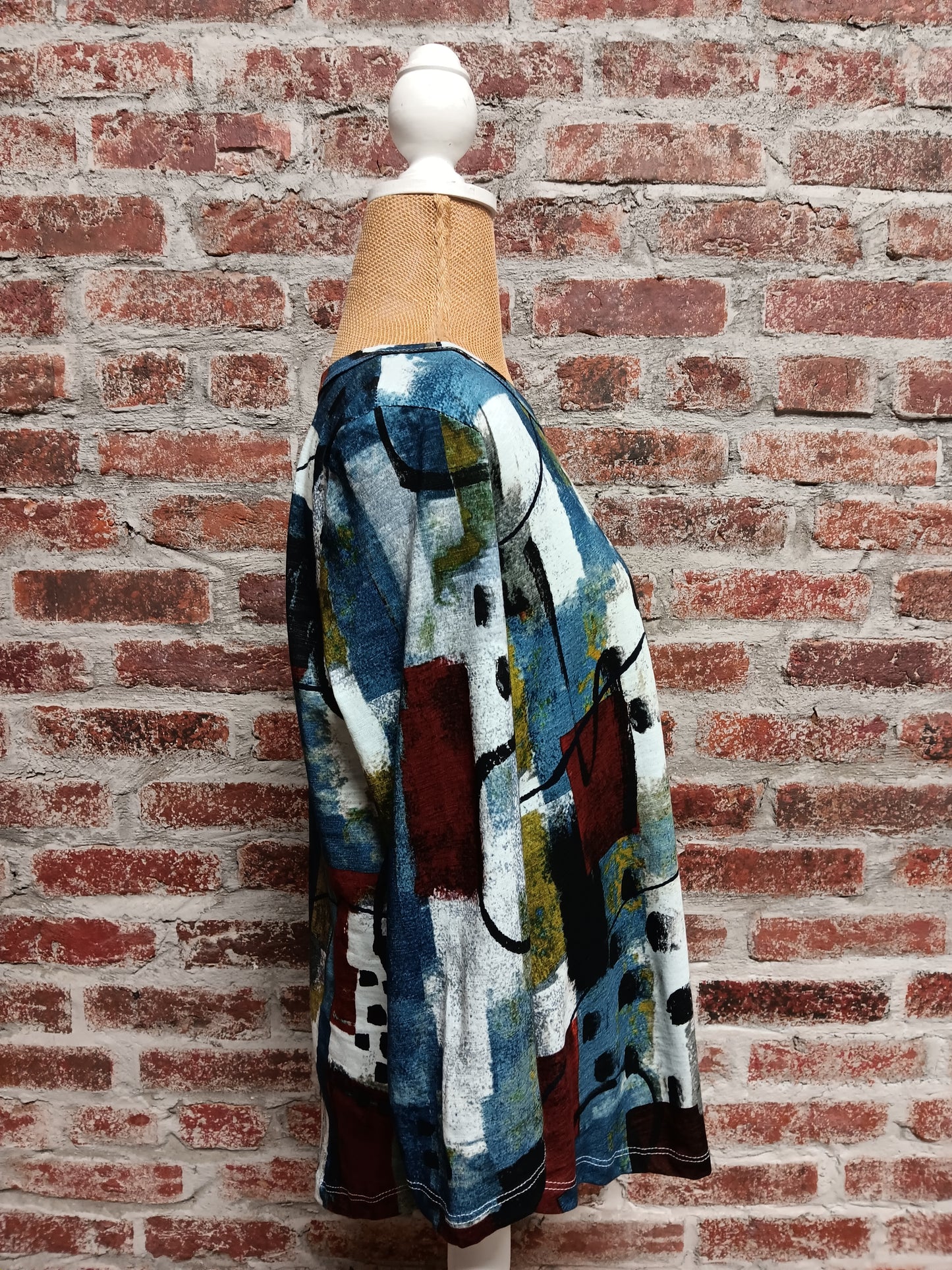 Multicolor Abstract Round Neck Painted Top