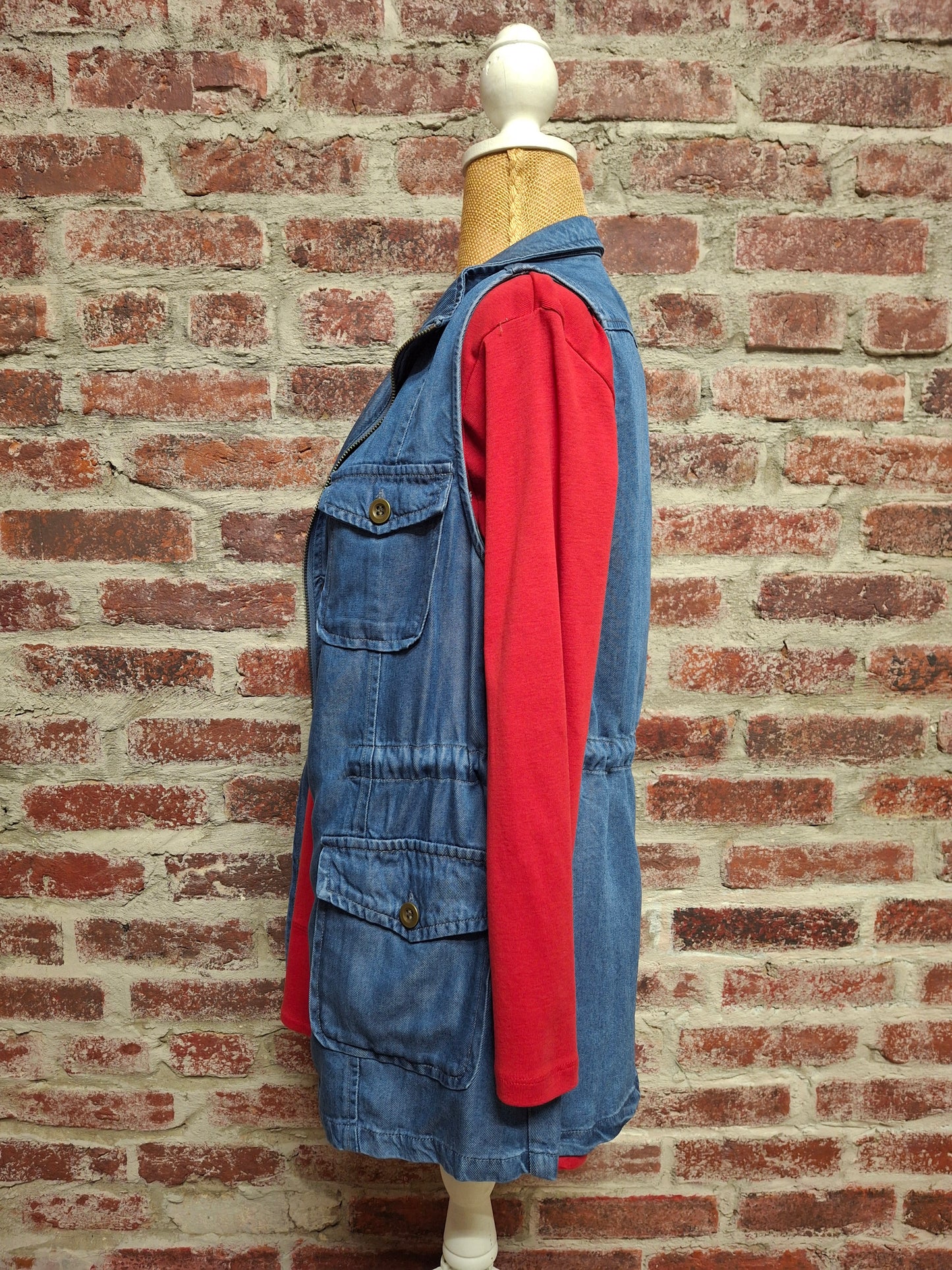 Washed Denim Drawstring Vest