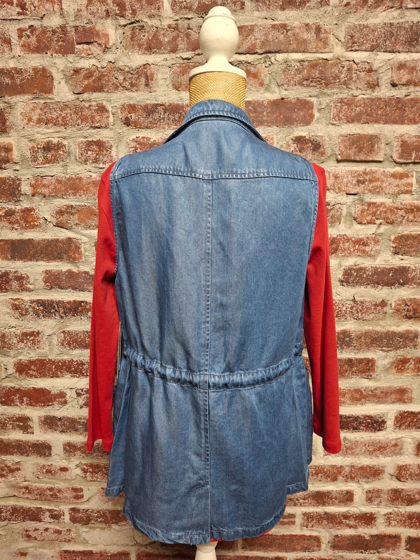 Washed Denim Drawstring Vest