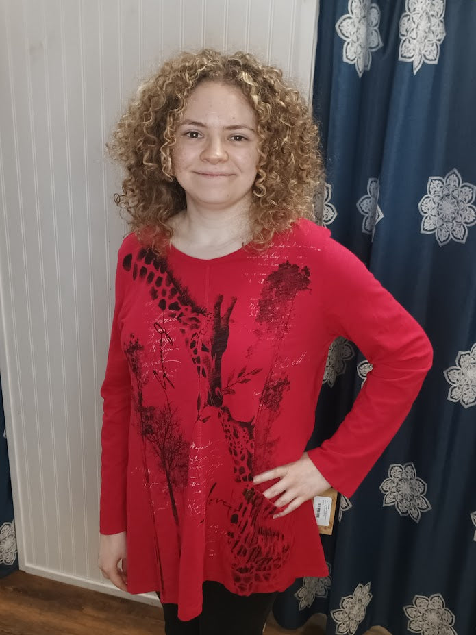 Red and Black Single Pocket Safari Plus Top