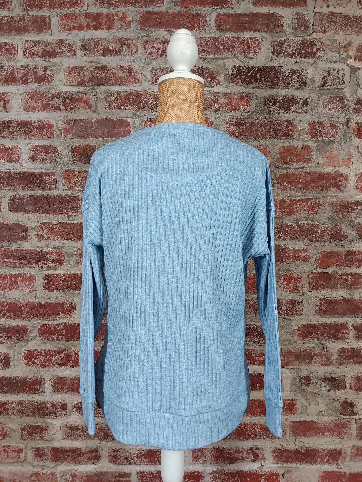 Ribbed Pale Blue Pullover Lightweight Sweater