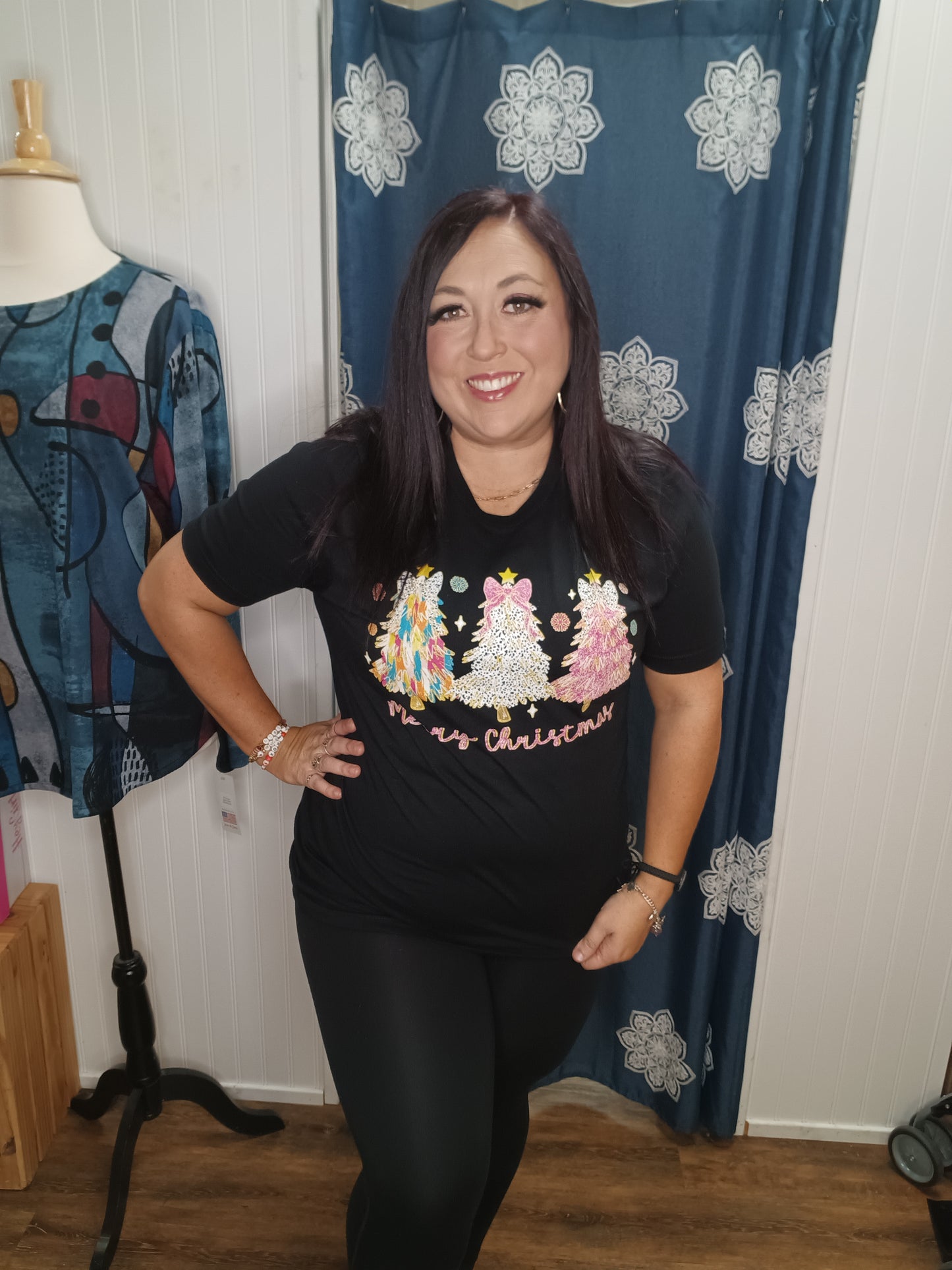 Christmas Trees Black Short Sleeve Tee