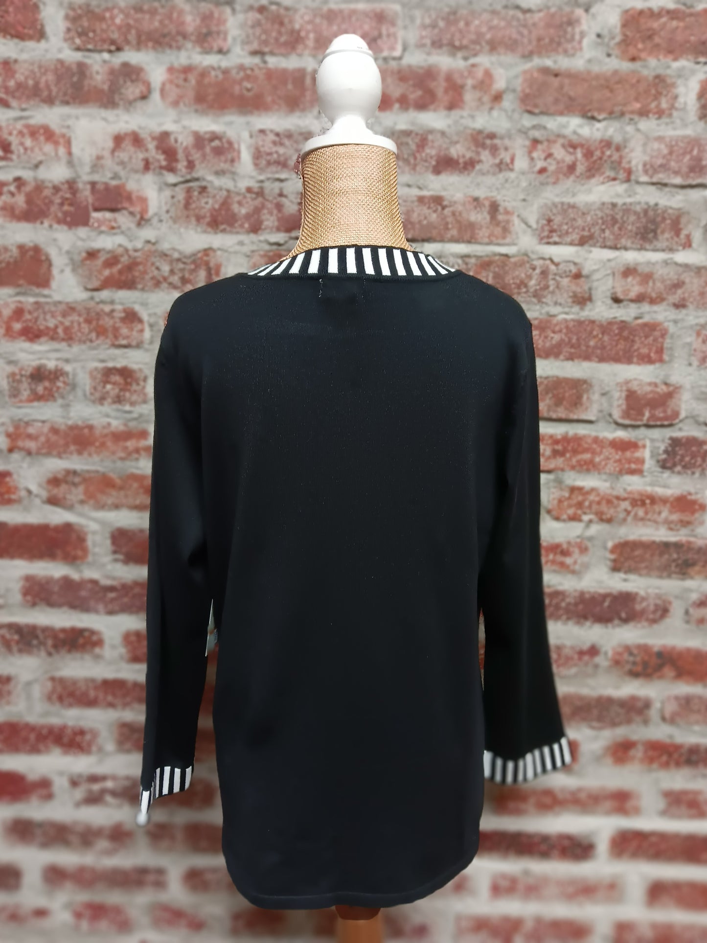 Black Banded Neck And Sleeve Sweater Top