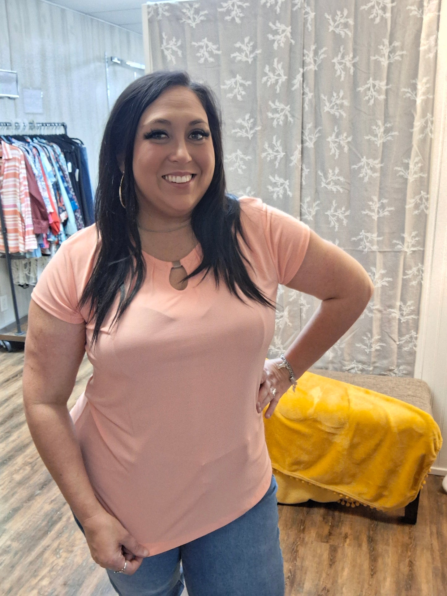 Sandy Peach Cap Slv Top