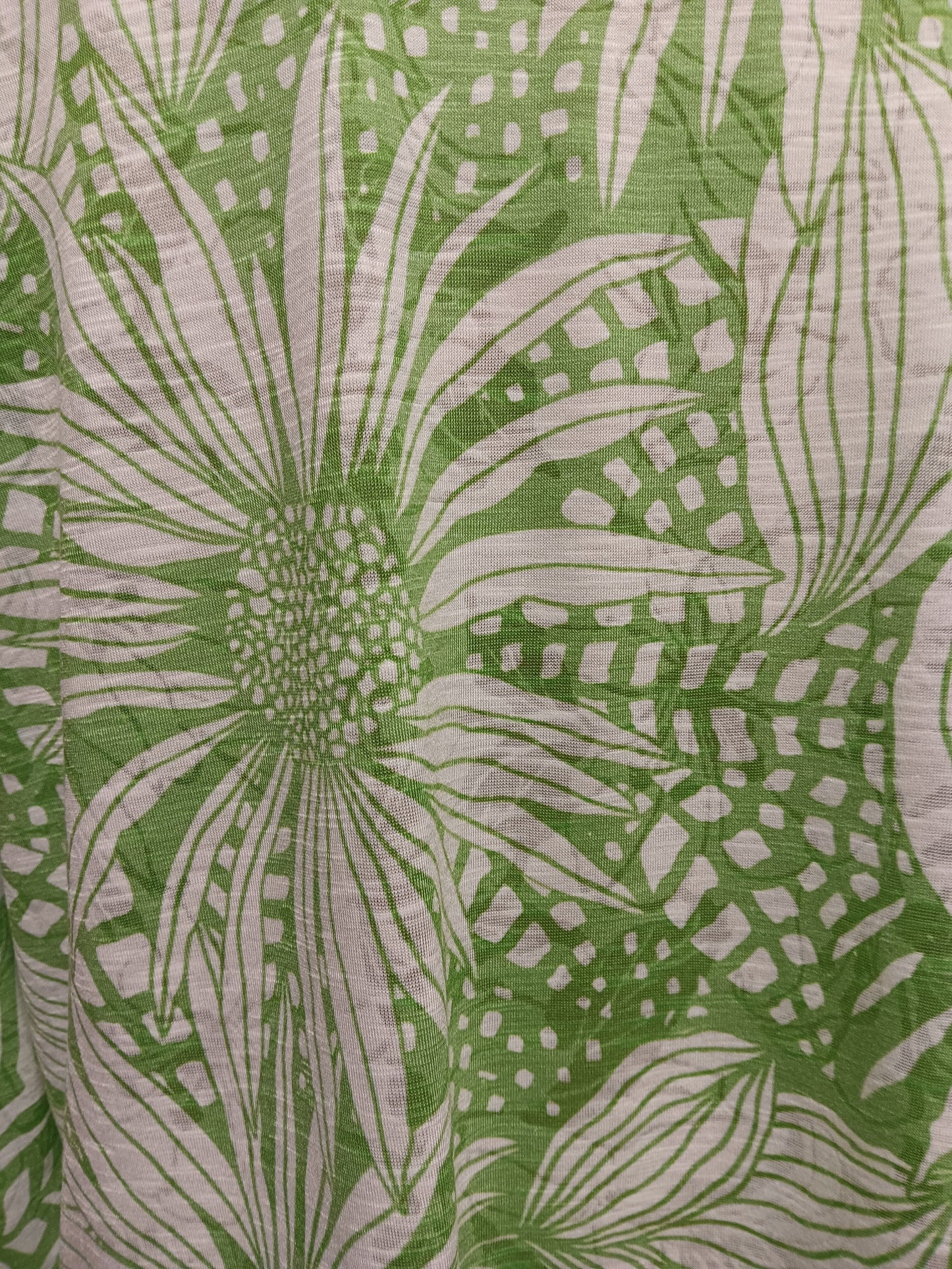 Bright Green Floral Button Down 3/4 Sleeve Top