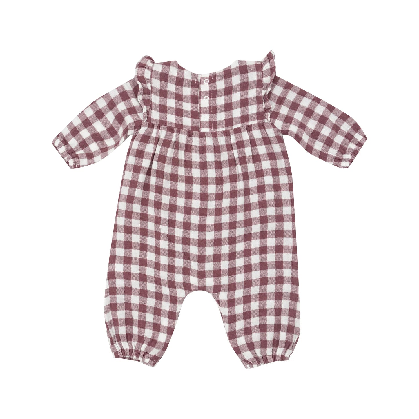Gingham Plum Ruffle Sleeve