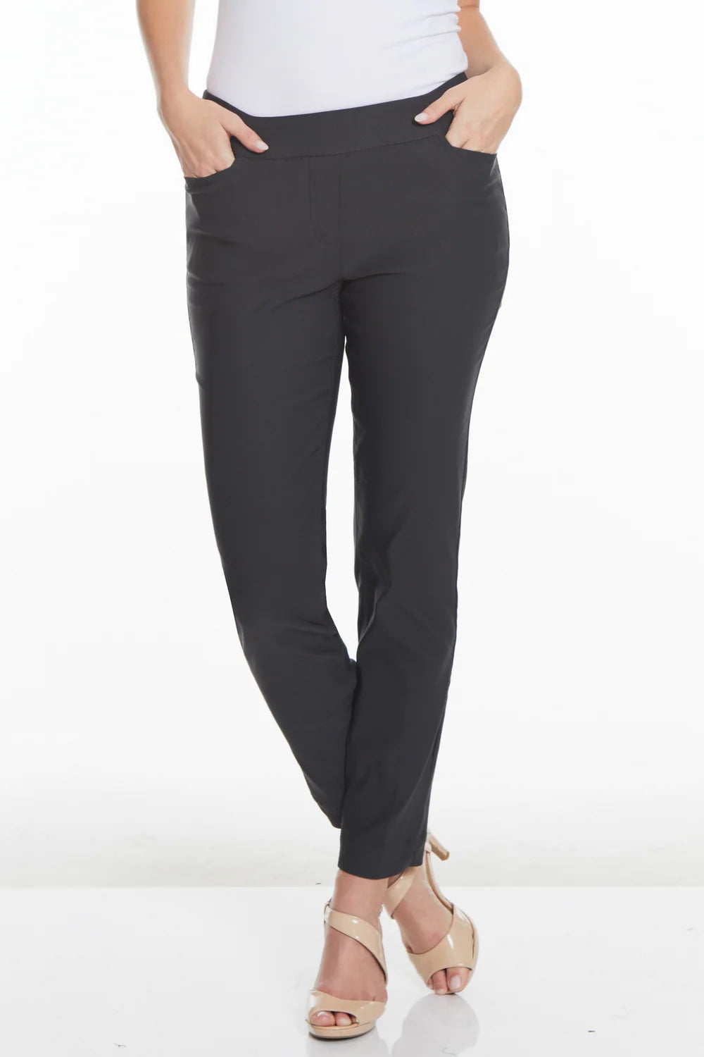 Charcoal Pull-On Ankle Pants w/Real Pockets
