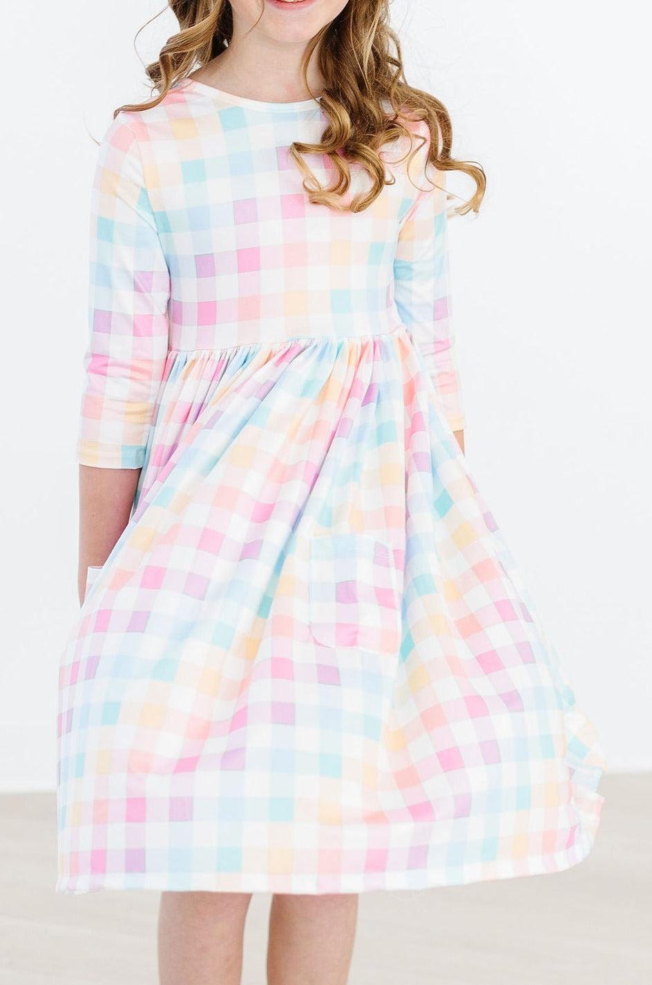Pastel Plaid Twirl Dress