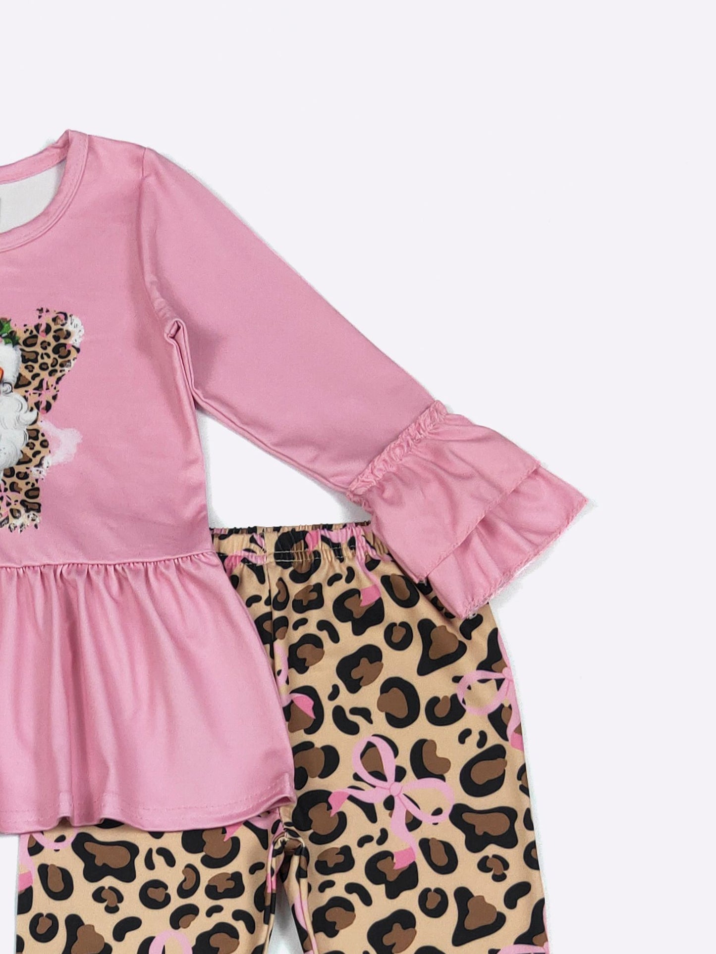 Pink Leopard Santa Girls Set