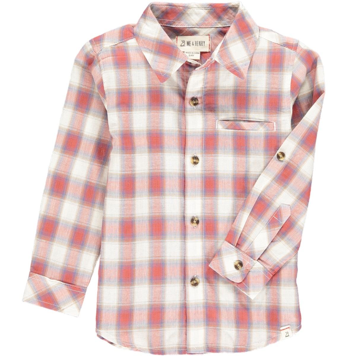 Woven Coral L/S Button Up Shirt