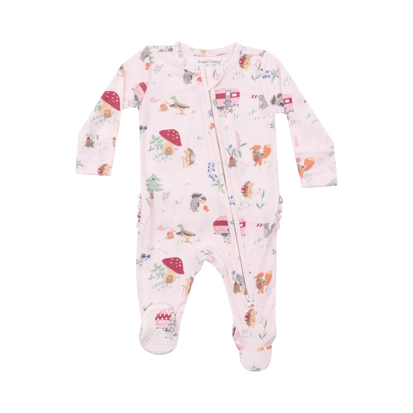 Pink Animal Campers 2way Zipper Footie