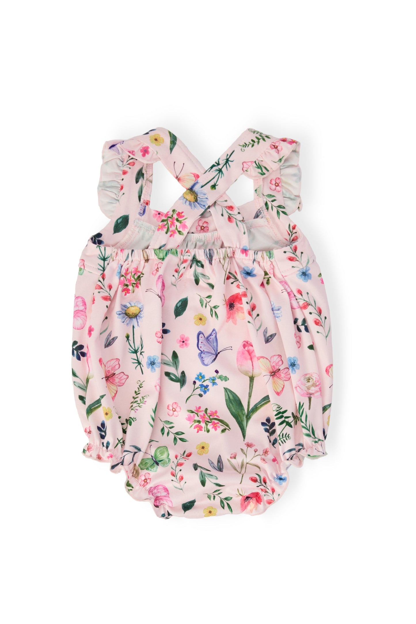 Butterfly Meadow Ruffle Cross Back Romper