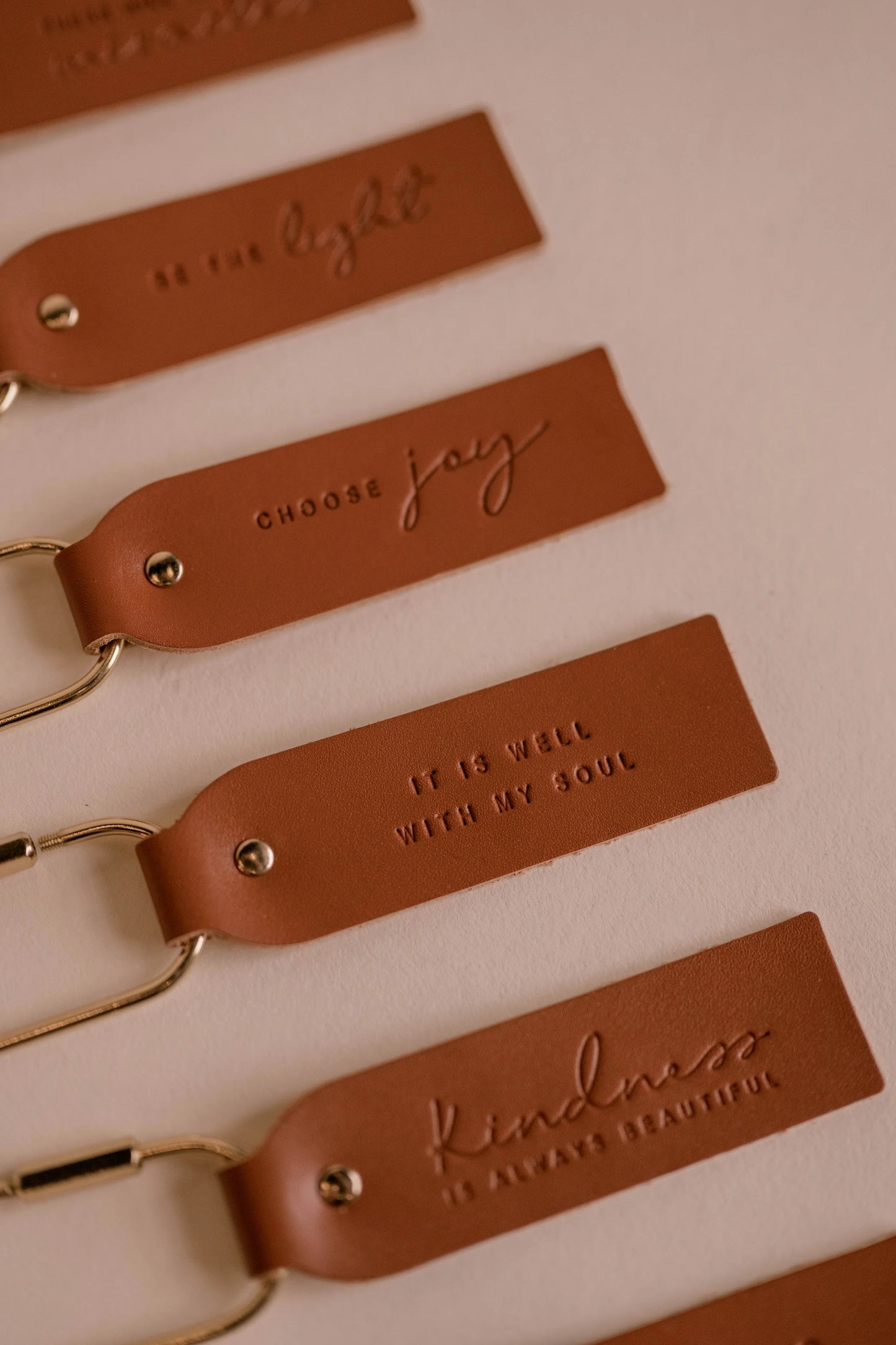 Choose Joy Leather Key Fob