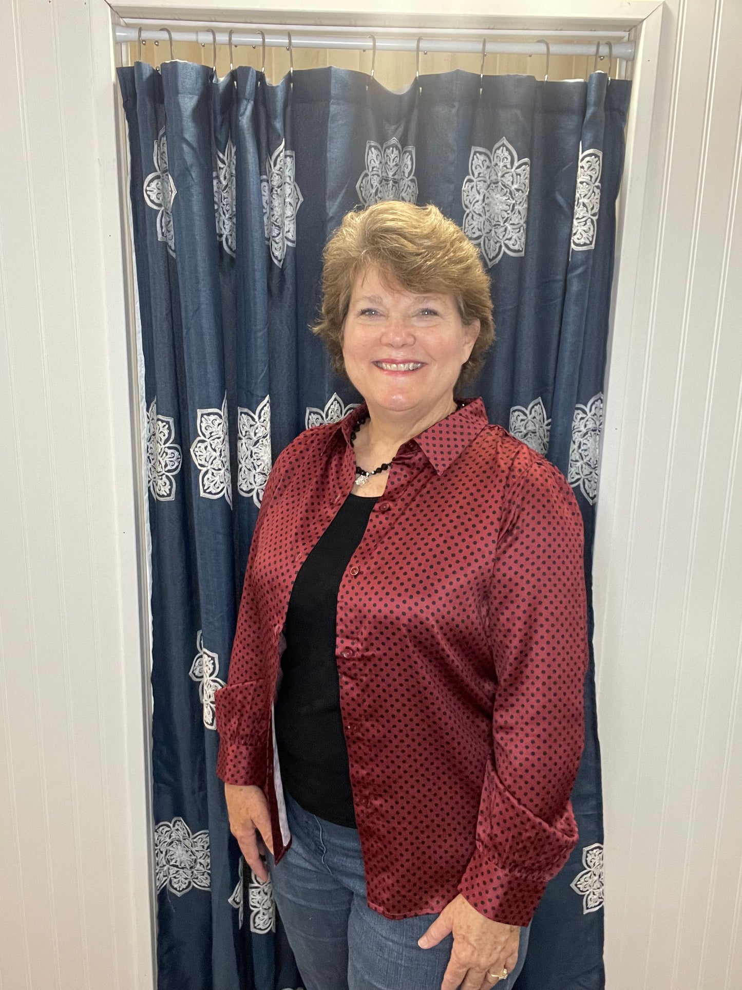 Maroon Button Blouse