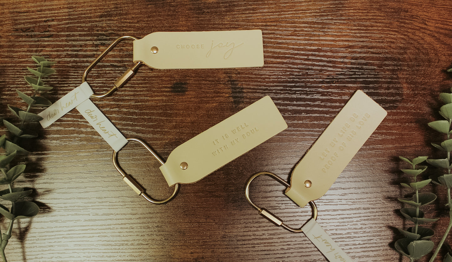 Choose Joy Leather Key Fob