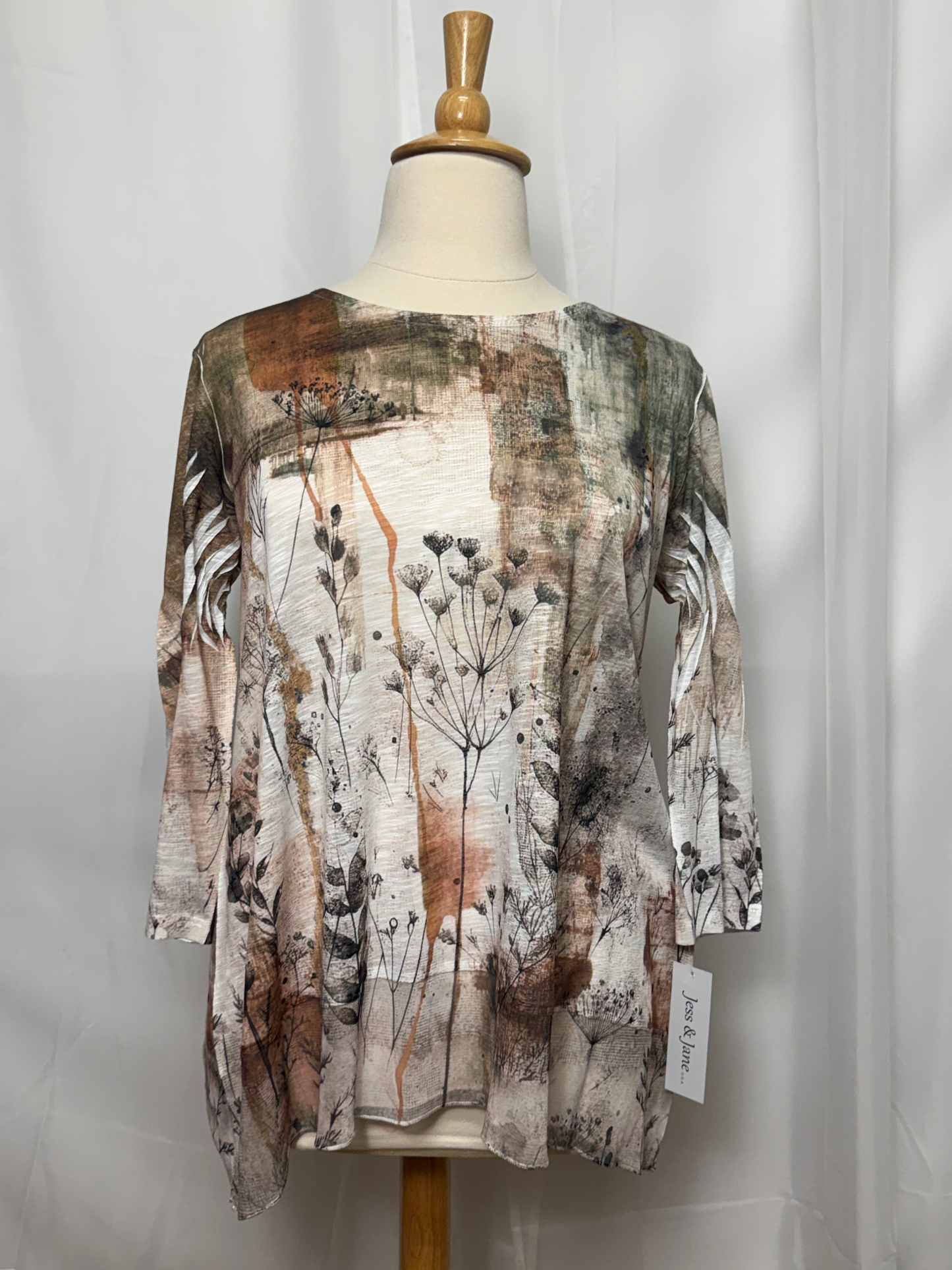 Rust and Olive Chiffon Hem Tunic