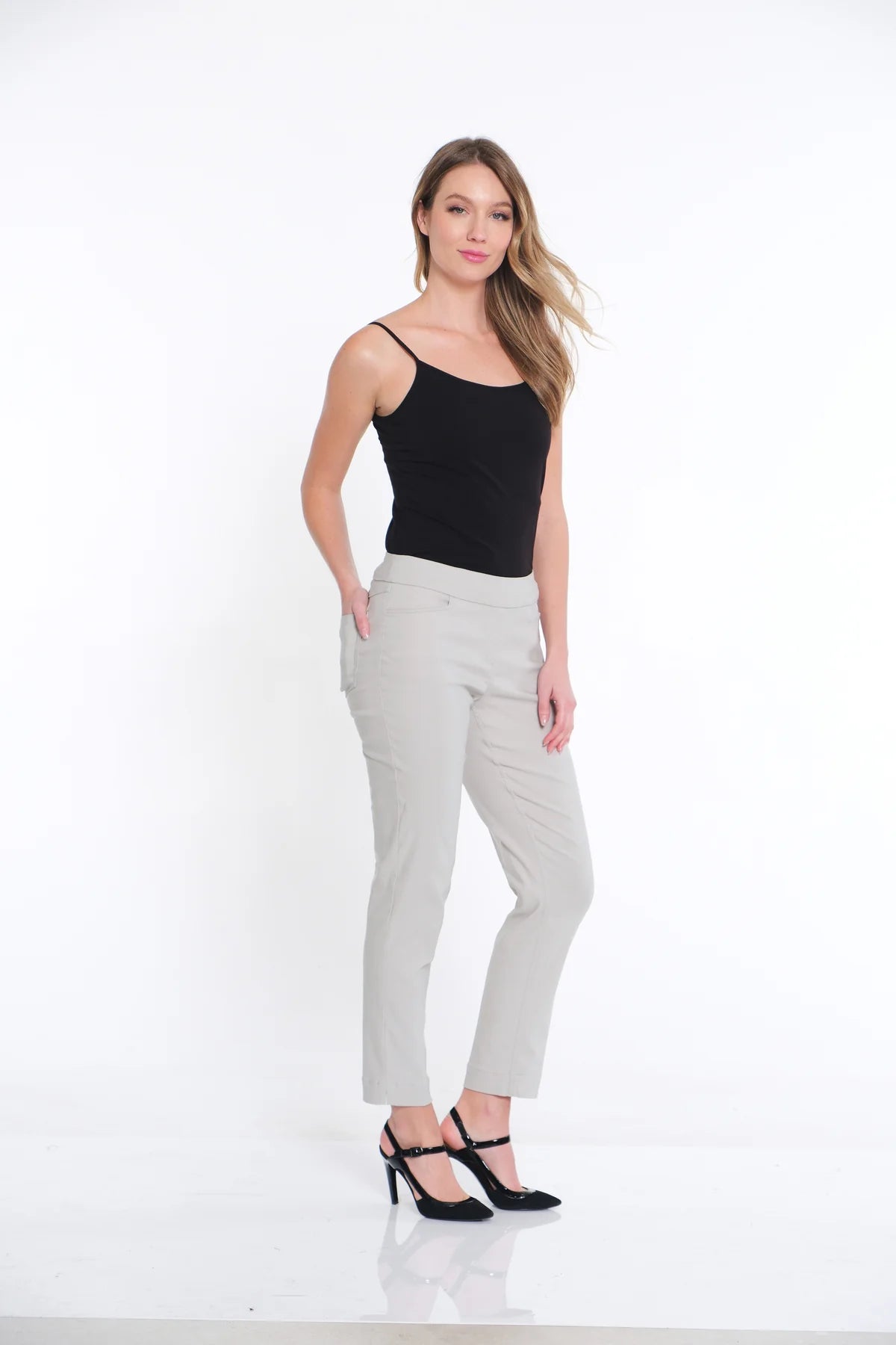 Light Grey Pull-On Ankle Pant