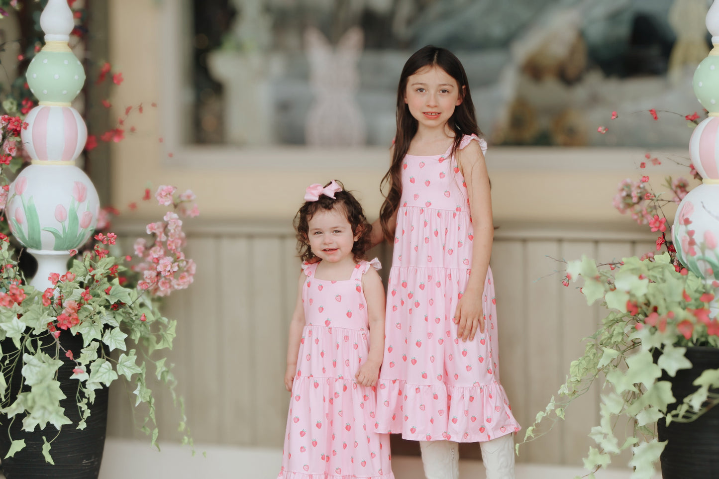 Sweet Strawberries Ruffle Maxi Dress for little girls twirl dress
