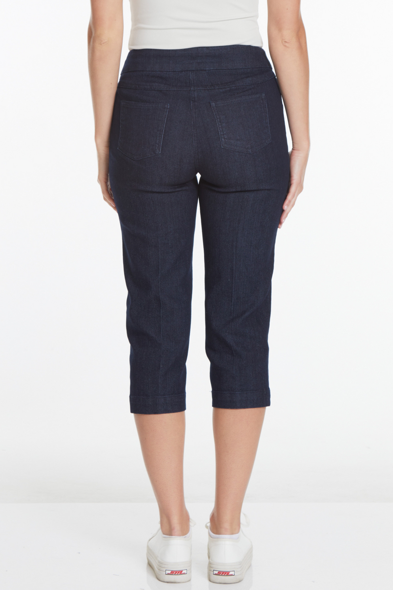 Denim Pull On Capri With Back Pockets