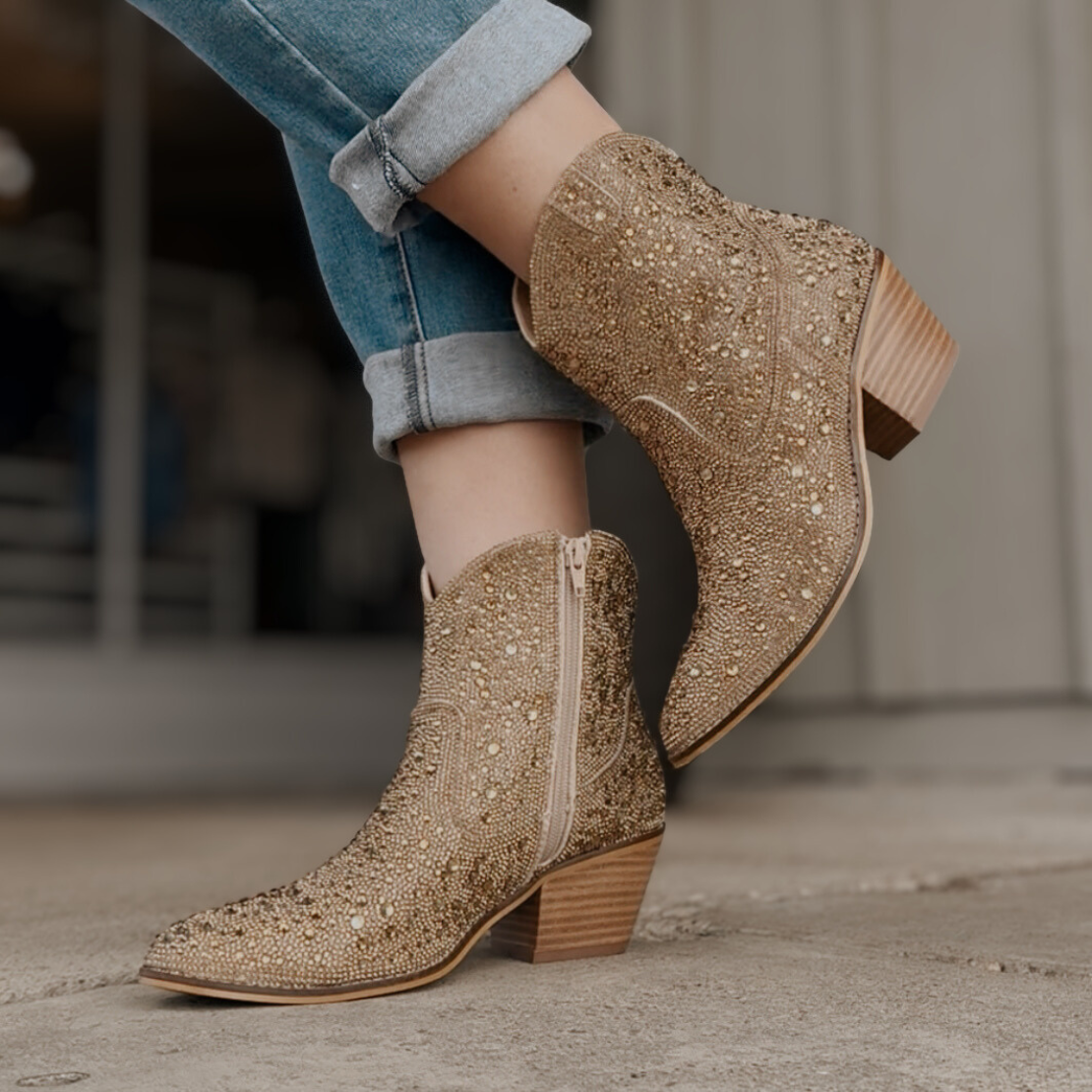 Shine Bright Gold Rhinestone Bootie
