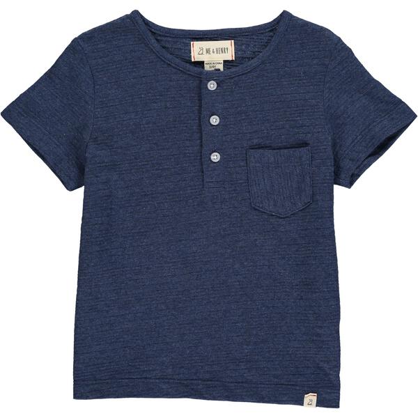 Navy Ribbed Henley Tee