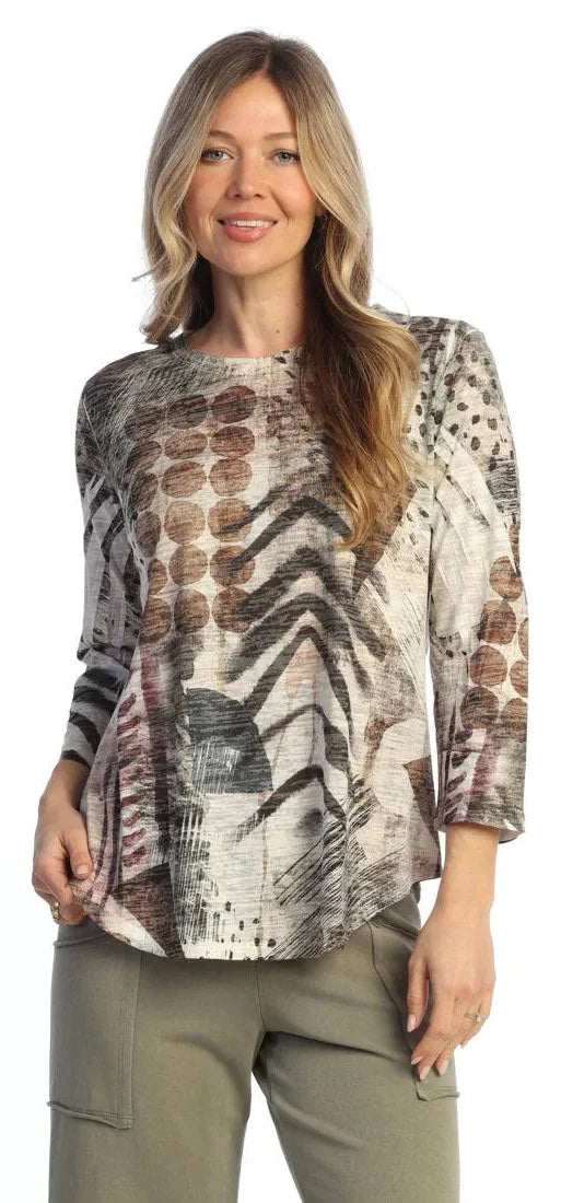 Brown Gray Mauve Abstract Tunic