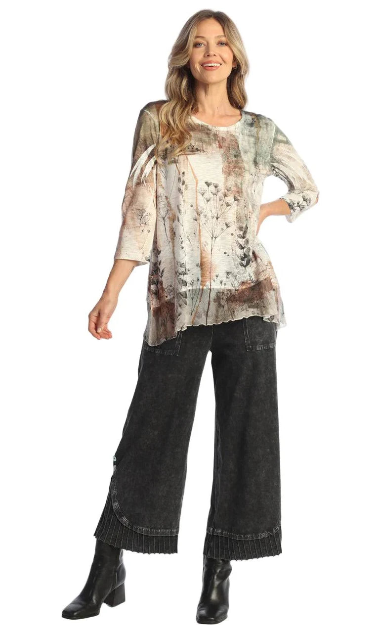 Rust and Olive Chiffon Hem Tunic